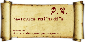 Pavlovics Mátyás névjegykártya