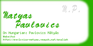 matyas pavlovics business card